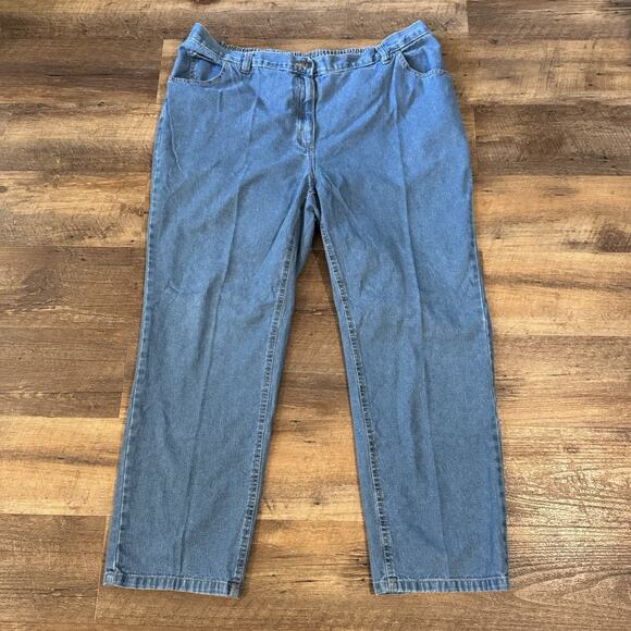 Woman Within Back Elastic Straight Leg Plus Size 20W Blue Denim Jeans Pockets - Picture 1 of 8